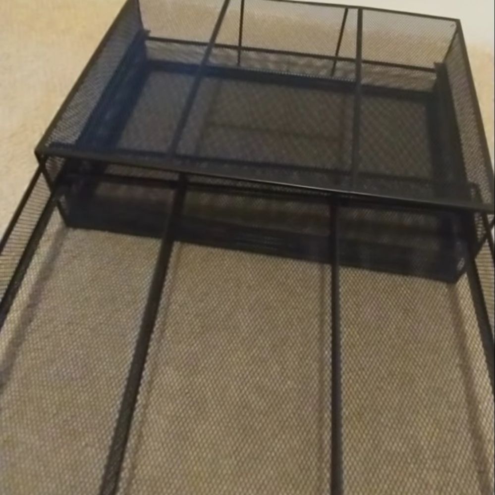 Black Mesh Monitor Riser with Drawers - Picture 5 of 7